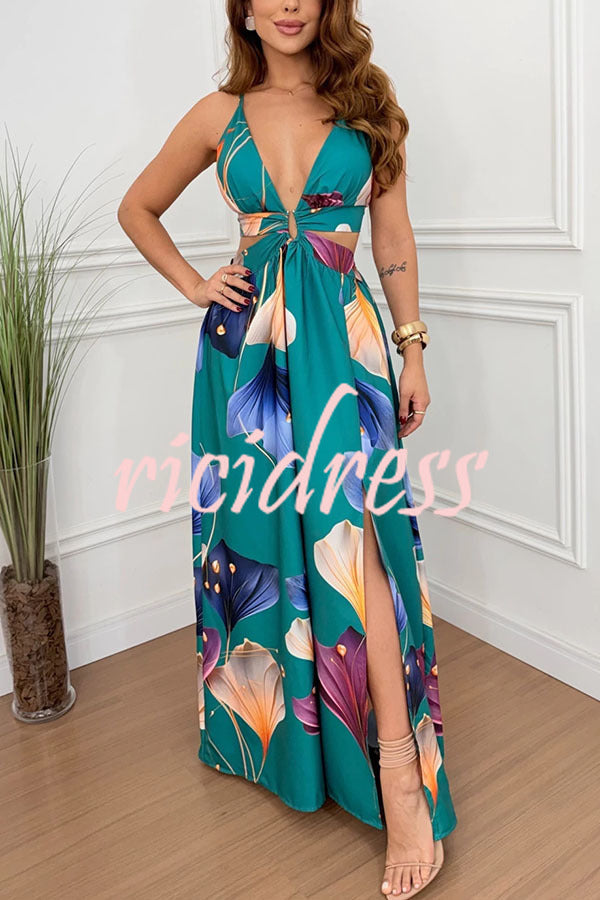 Seinah Floral Lace-Up Maxi Dress