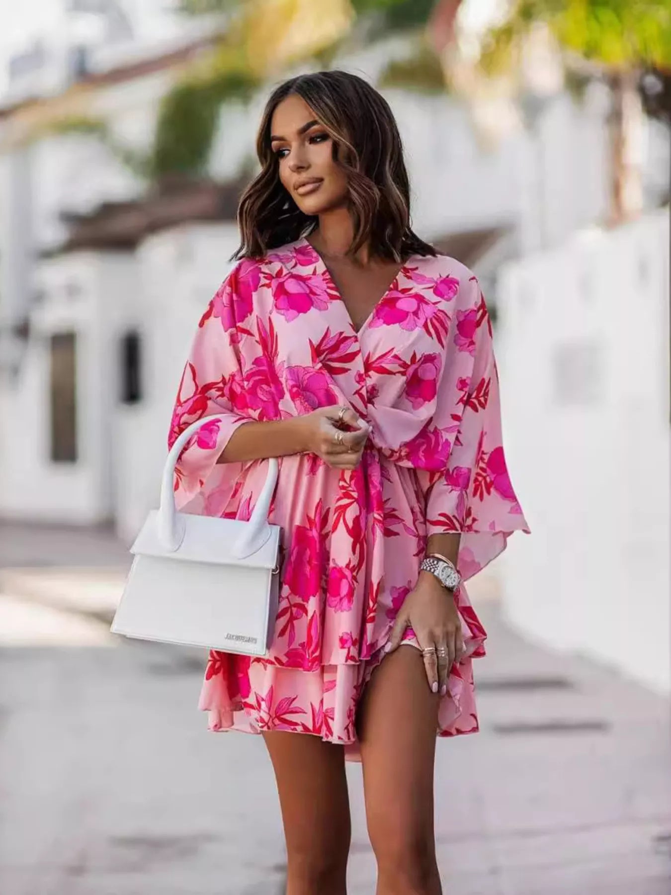 Margot Printed Surplice Mini Dress