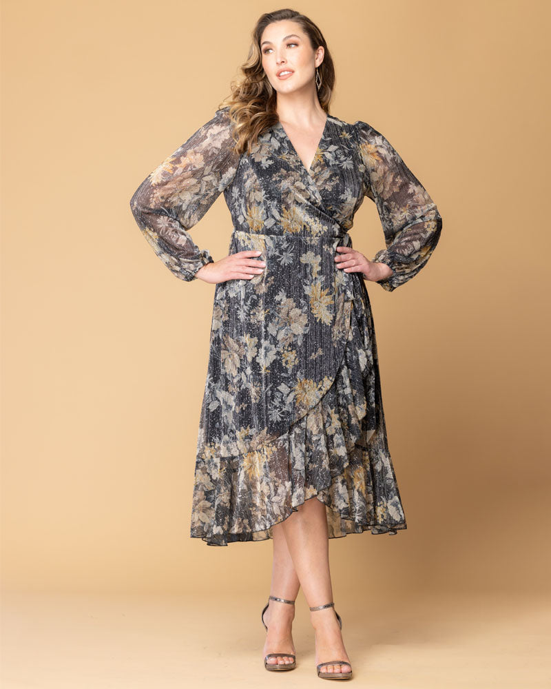 Celestine Metallic High-Low Cocktail Dress