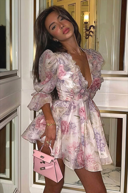 Arabella Floral Chiffon Mini Dress