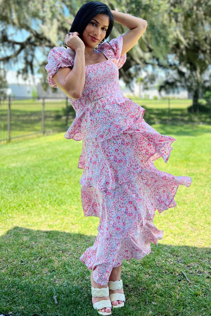 Amelie Floral Ruffle Maxi Dress