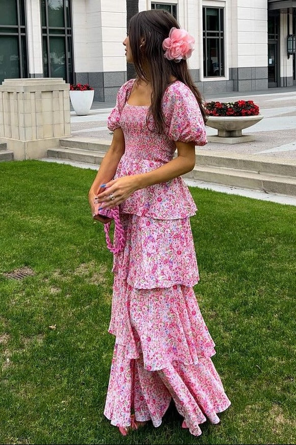 Amelie Floral Ruffle Maxi Dress