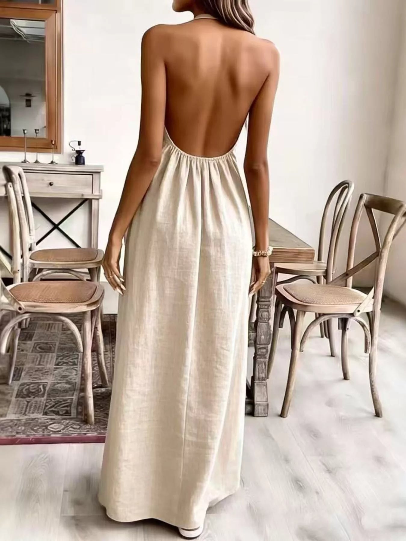 Margot Halter Maxi Dress in Cream