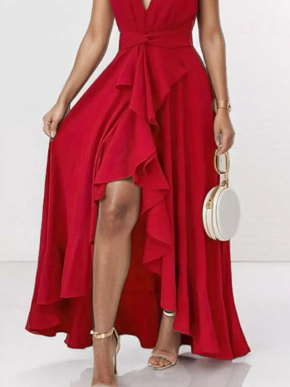 Ophelia Ruffled High-Low Maxi Dress