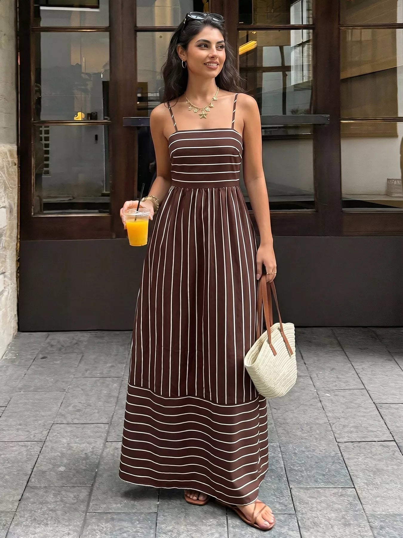 Celeste Striped Linen Maxi Dress
