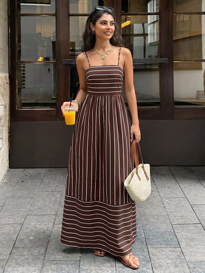 Celeste Striped Linen Maxi Dress