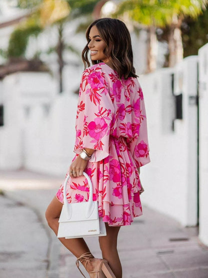 Margot Printed Surplice Mini Dress