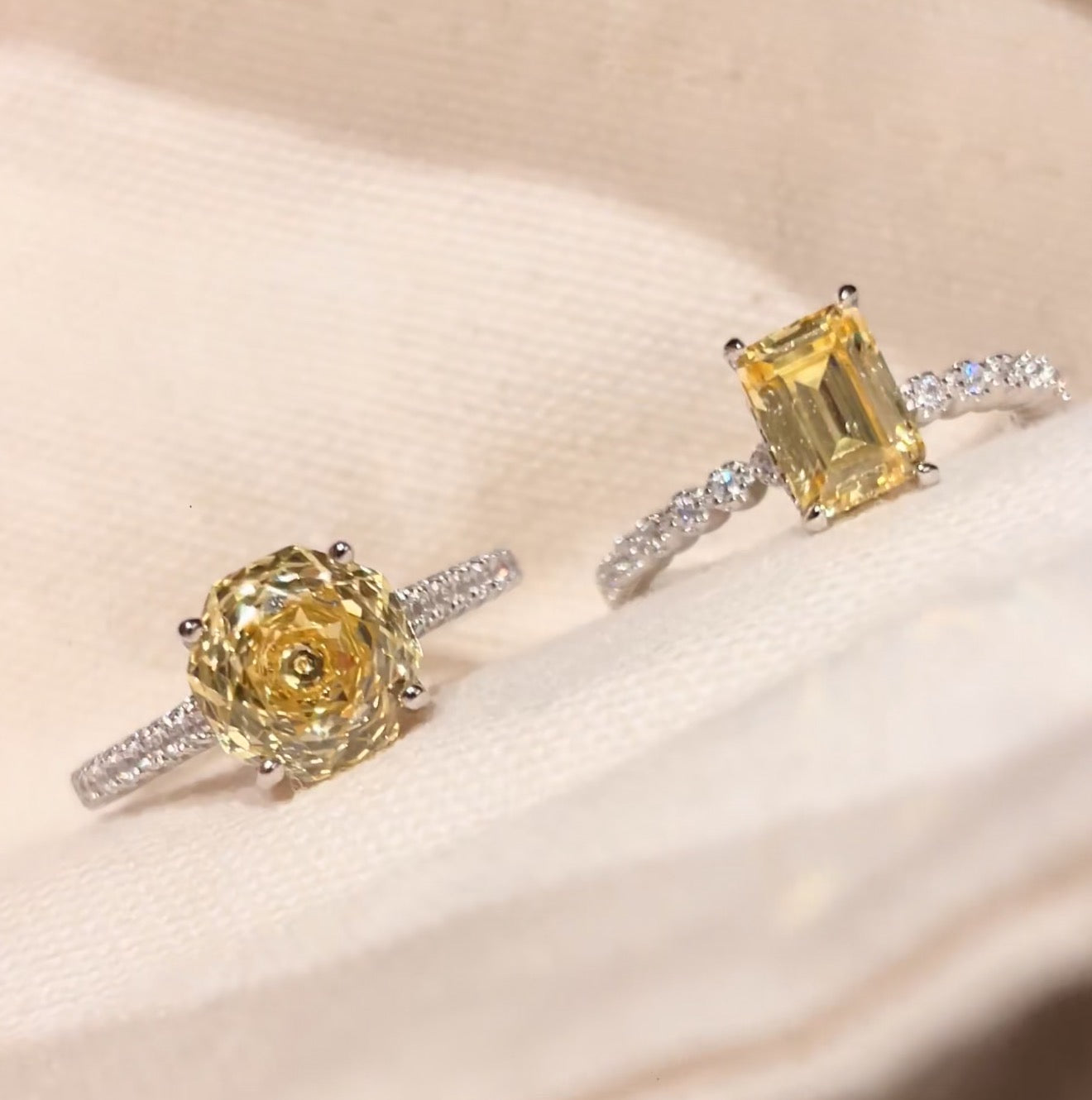 1.5ct Emerald-Shaped  Yellow Diamond Ring