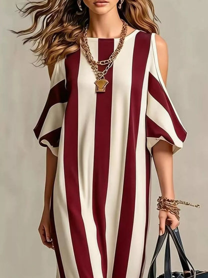 Isadora Striped Cold Shoulder Maxi Dress