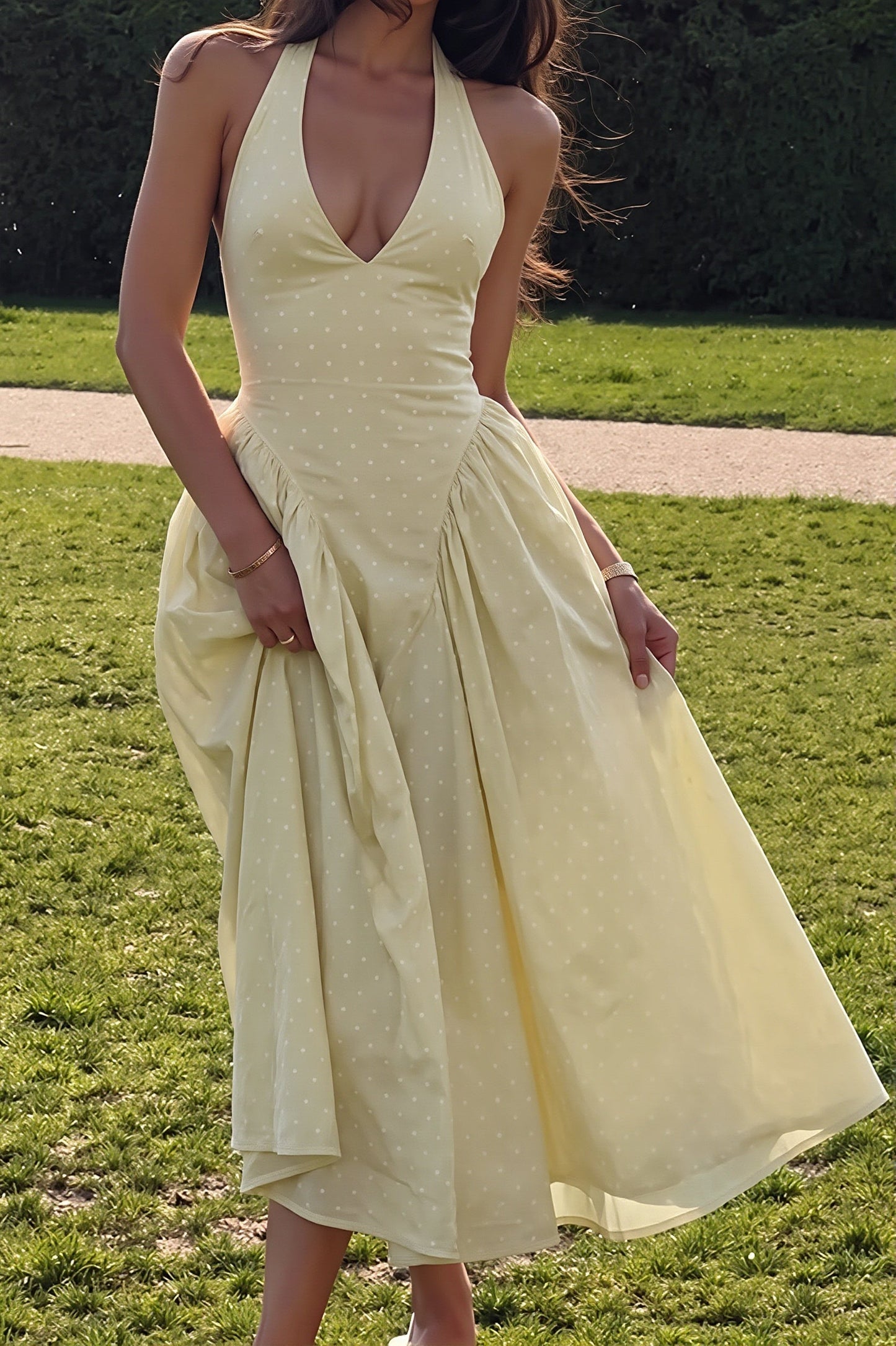 Margot Polka Dot Halter Maxi Dress