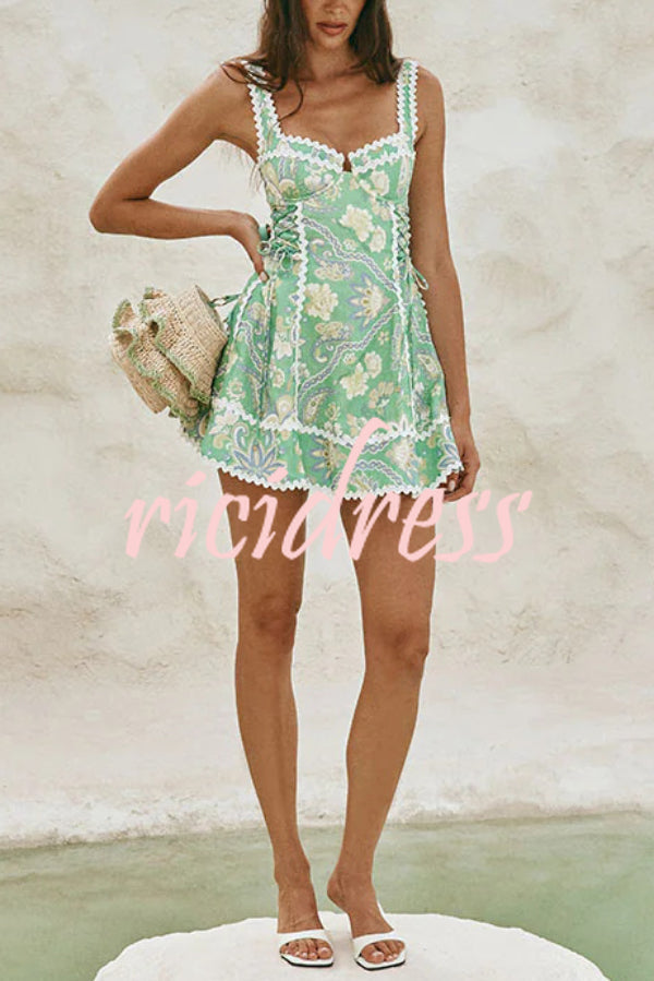 Margot Printed Mini Dress with Serrated Trim