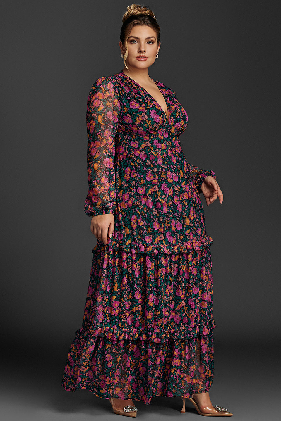 Isabelle Floral Lantern Sleeve Maxi Dress