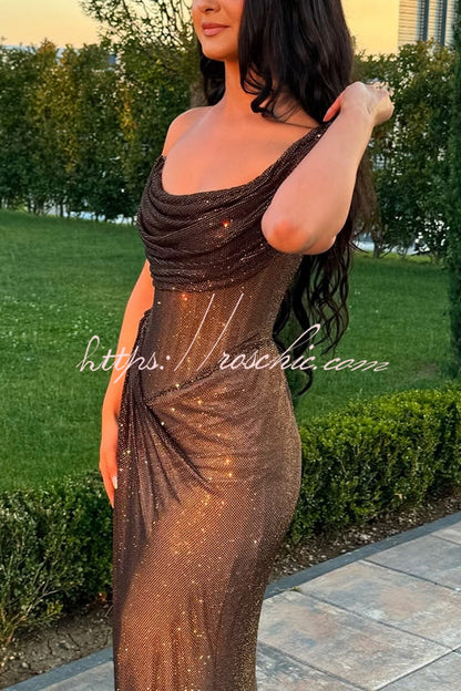 Vivienne Glitter One-Shoulder Maxi Dress