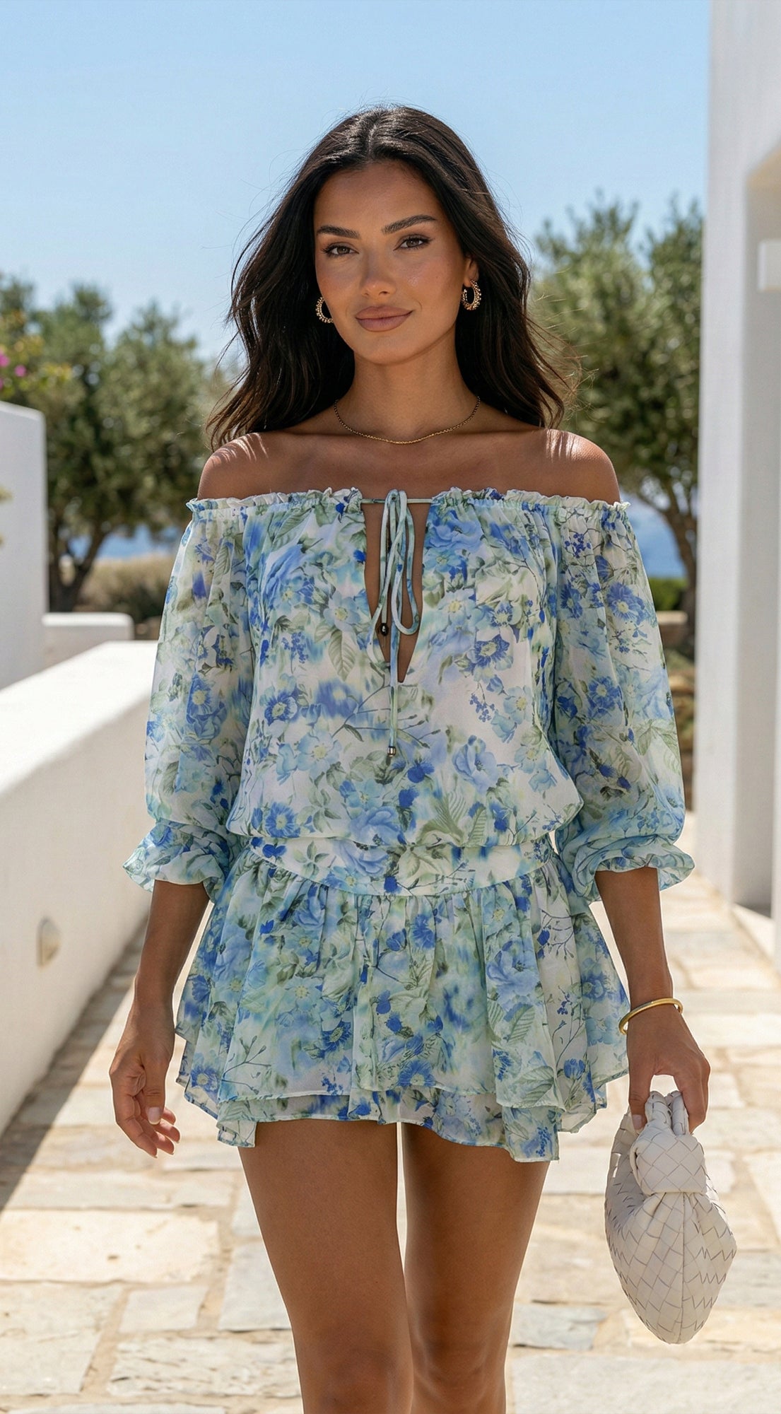 Cyrene Floral Off-Shoulder Mini Dress