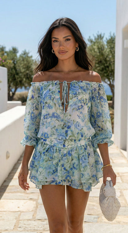Cyrene Floral Off-Shoulder Mini Dress