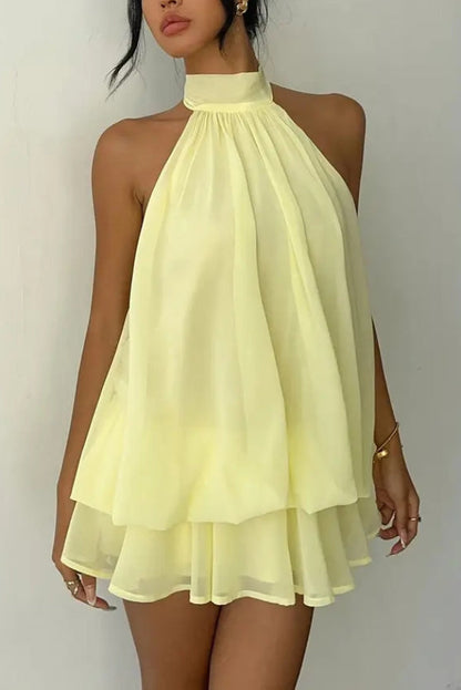 Valentina Chiffon Halter Mini Dress