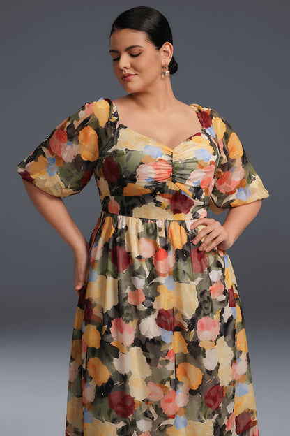 Valentina Draped Collar Floral Maxi Dress