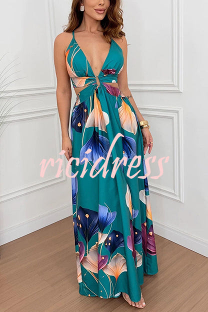 Seinah Floral Lace-Up Maxi Dress
