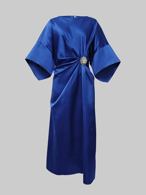 Margot Pleated Asymmetric Maxi Dress
