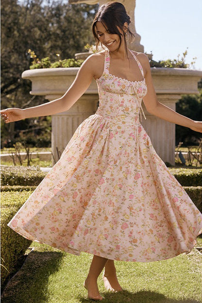 Margot Floral Halter Bodycon Maxi Dress