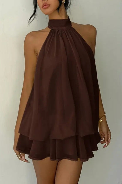 Valentina Chiffon Halter Mini Dress