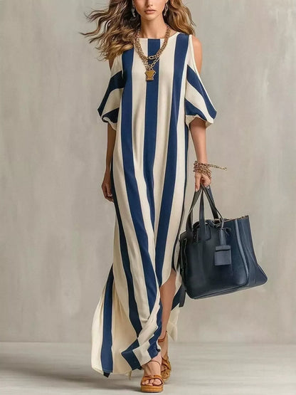 Isadora Striped Cold Shoulder Maxi Dress