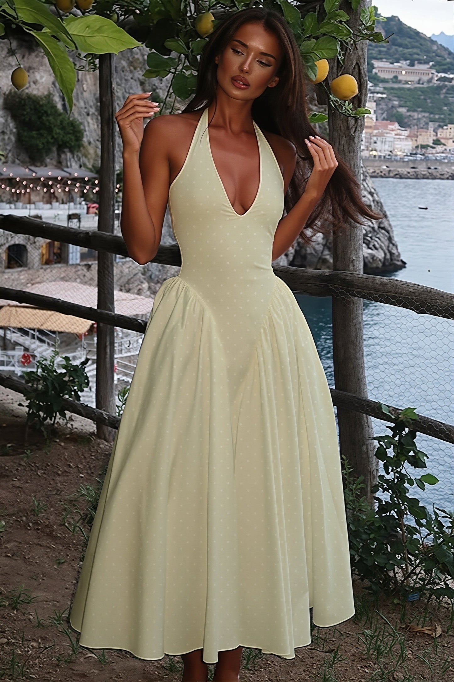 Margot Polka Dot Halter Maxi Dress