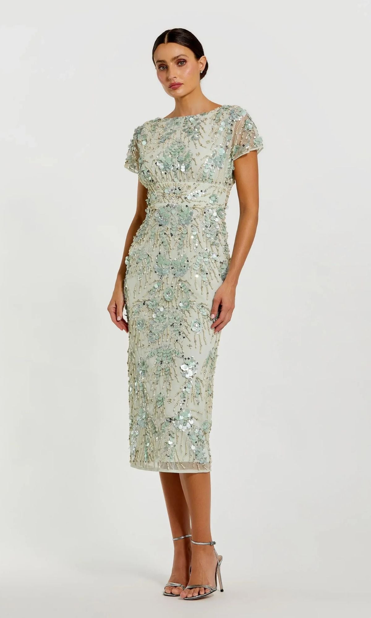 Margot Sage Midi Wedding Guest Dress