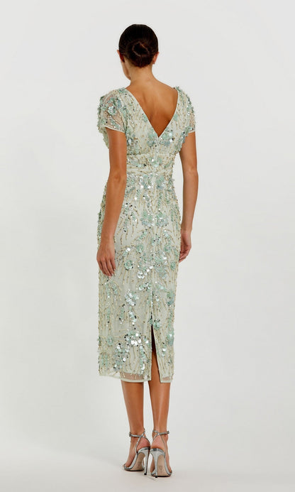 Margot Sage Midi Wedding Guest Dress
