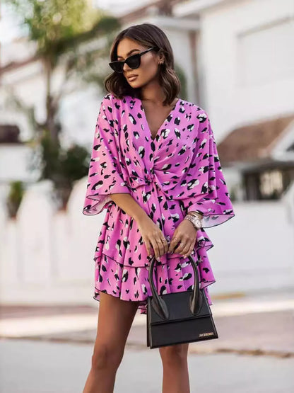 Margot Printed Surplice Mini Dress