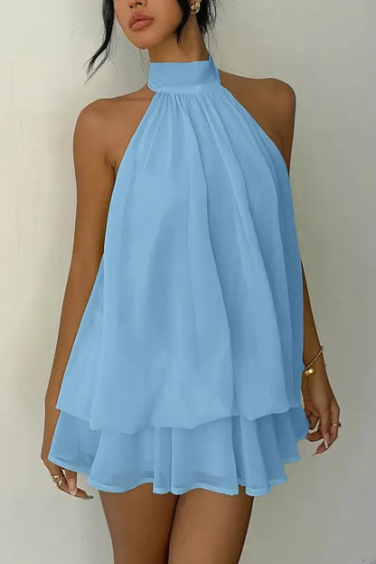 Valentina Chiffon Halter Mini Dress