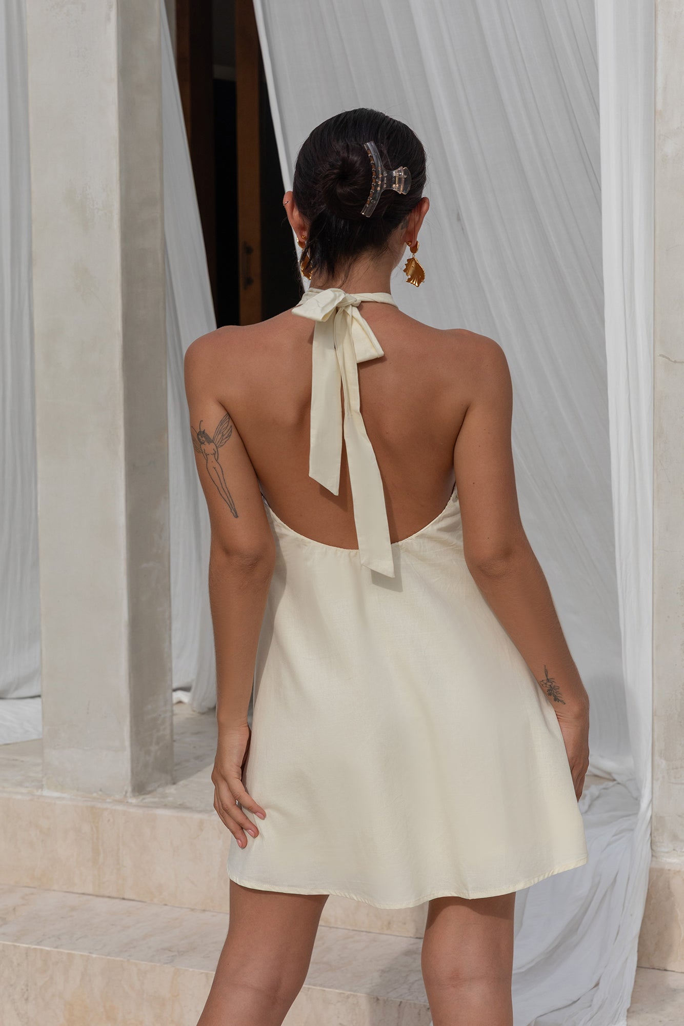 Adrienne Halter Mini Dress in Coconut