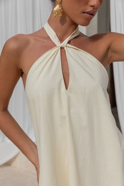 Adrienne Halter Mini Dress in Coconut