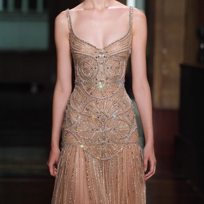 Evangeline Beaded Tulle Mermaid Gown