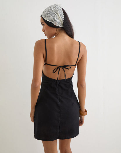 Ambra Linen Mini Dress in Sage Green