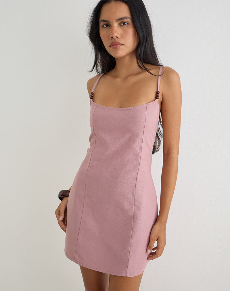 Ambra Linen Mini Dress in Sage Green