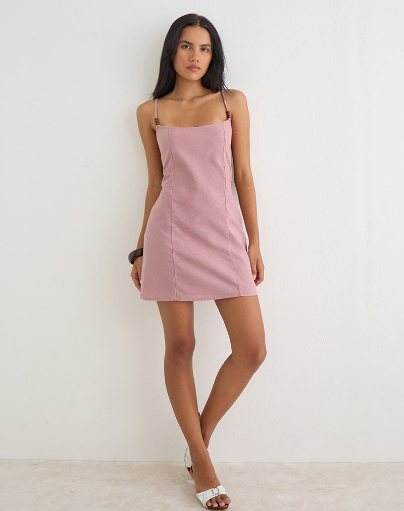 Ambra Linen Mini Dress in Sage Green