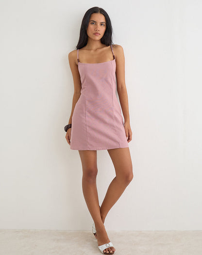 Ambra Linen Mini Dress in Sage Green