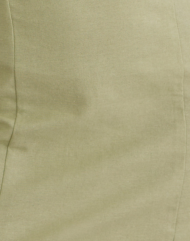 Ambra Linen Mini Dress in Sage Green