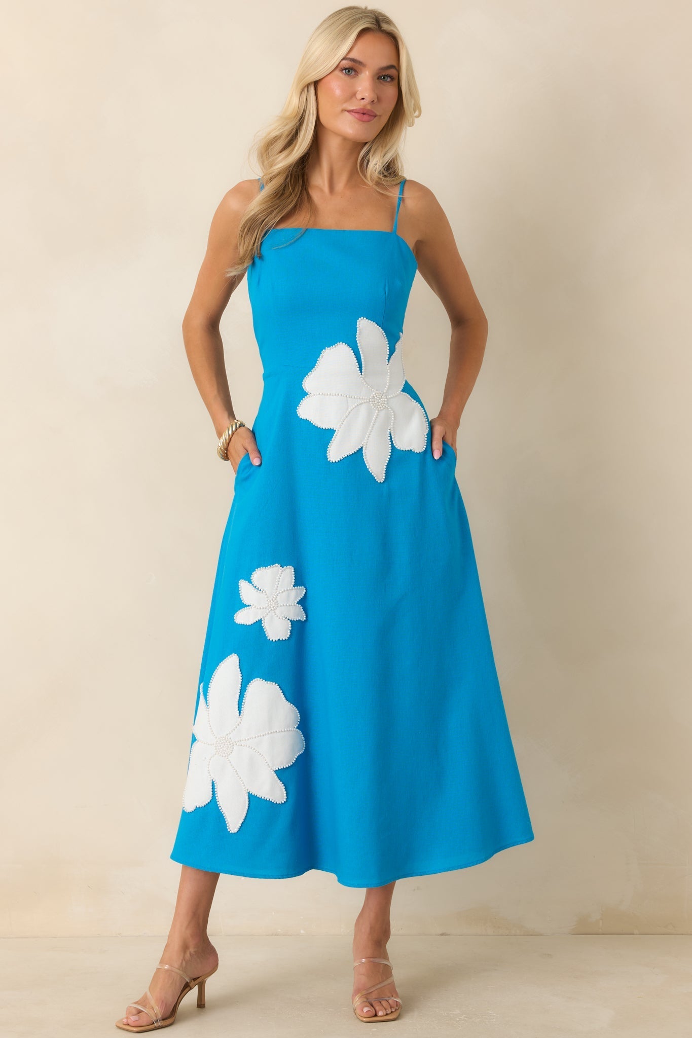 Isla Floral Midi Dress in Blossom Blue