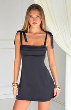 Linnea Black Tie Mini Dress