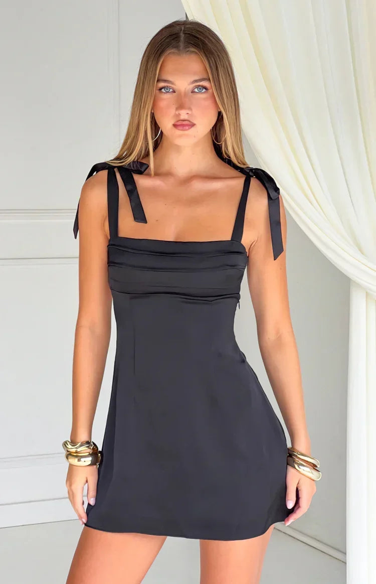 Linnea Black Tie Mini Dress