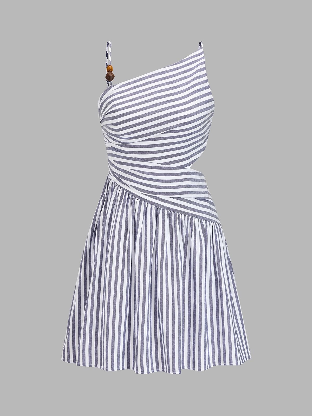 Celestine Beaded Striped Asymmetrical Mini Dress