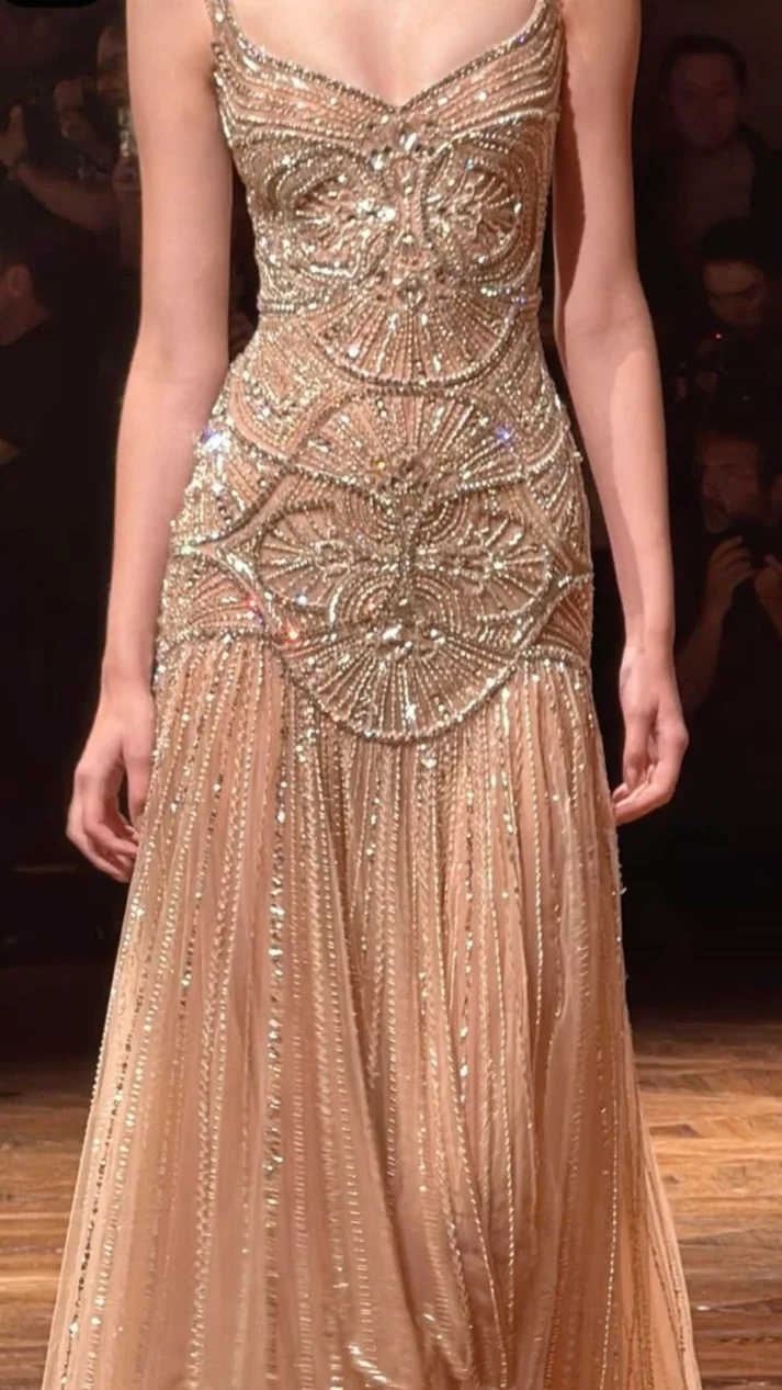 Evangeline Beaded Tulle Mermaid Gown