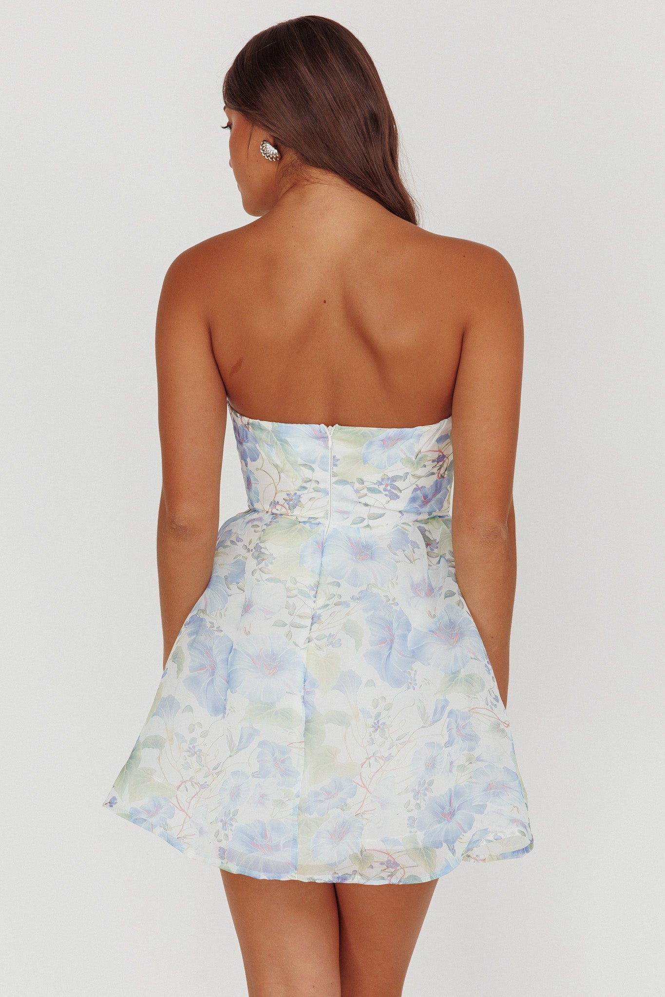 Gemma Floral Mini Dress in Deep Blue
