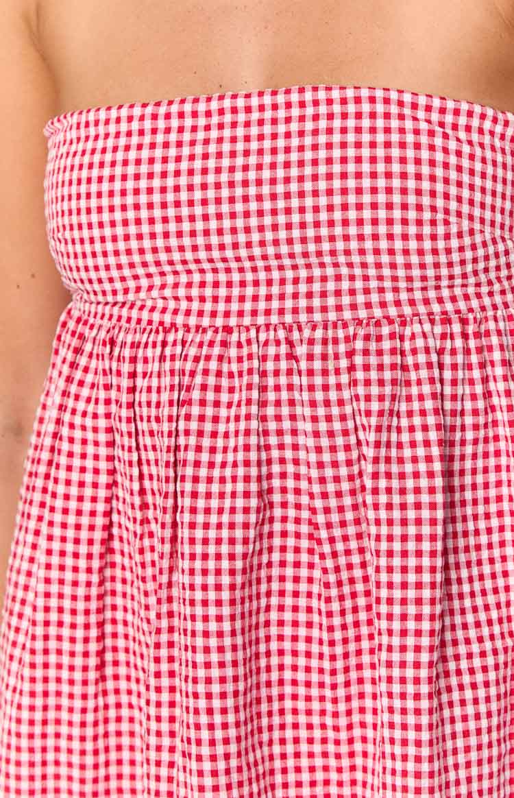 Margot Gingham Strapless Mini Dress