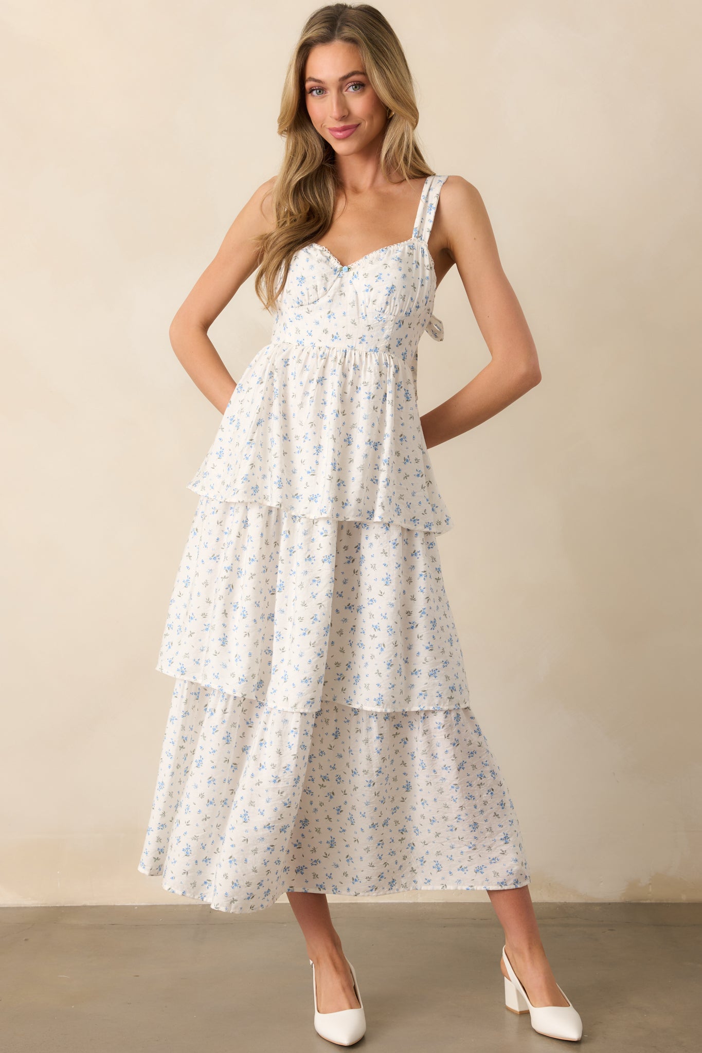 Isadora Blue Floral Tiered Maxi Dress