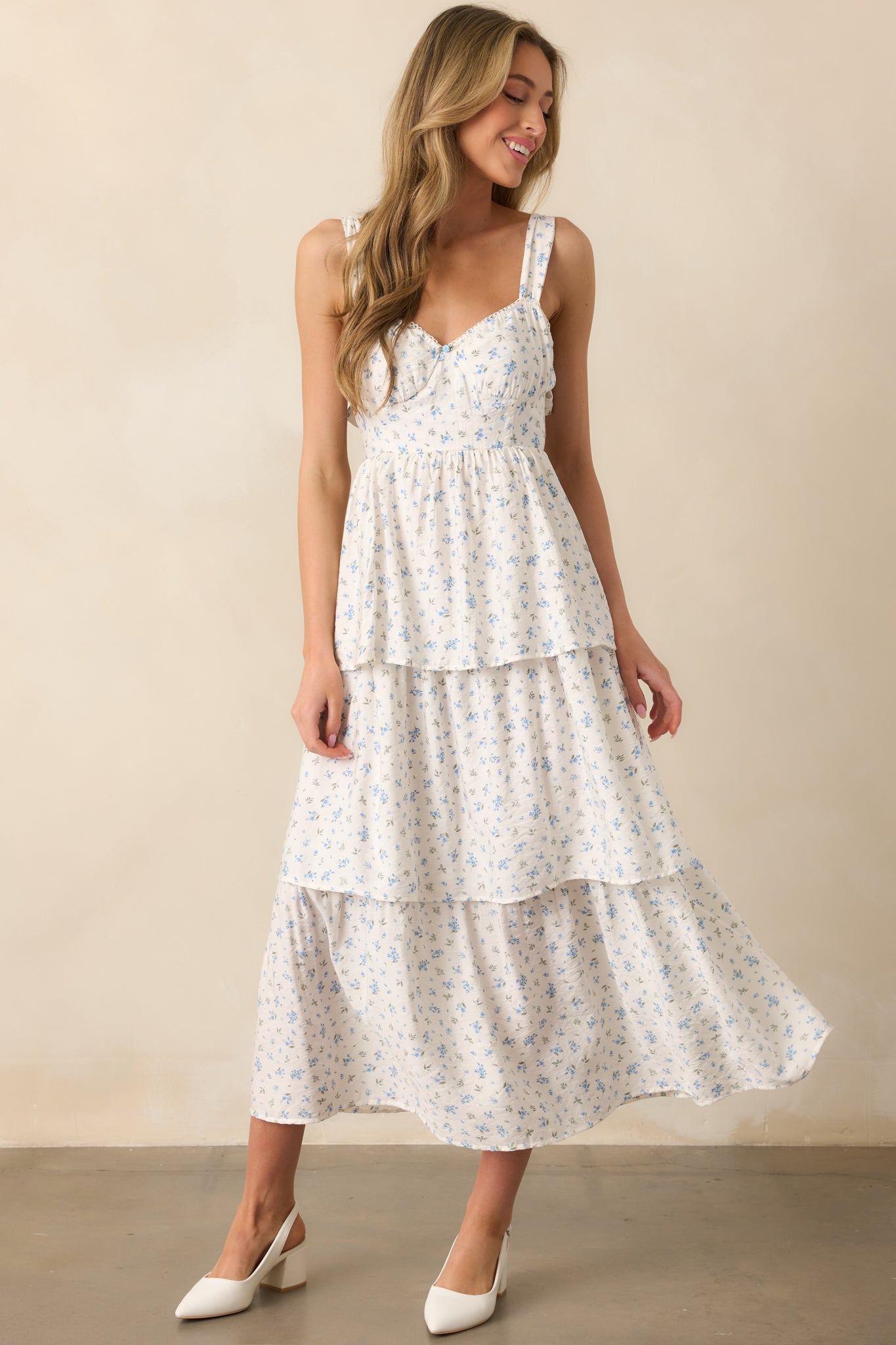 Isadora Blue Floral Tiered Maxi Dress