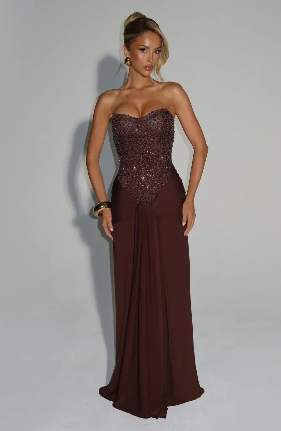 NATHALIE STRAPLESS EMBELLISHED GOWN