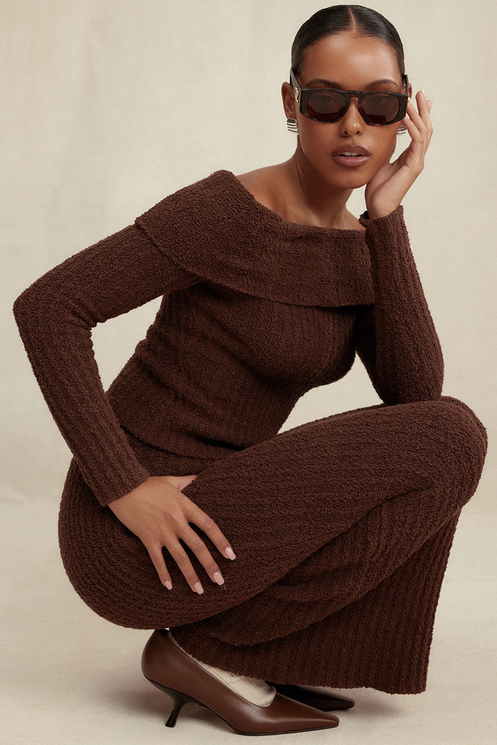 LOLA OFF-SHOULDER KNIT DRESS